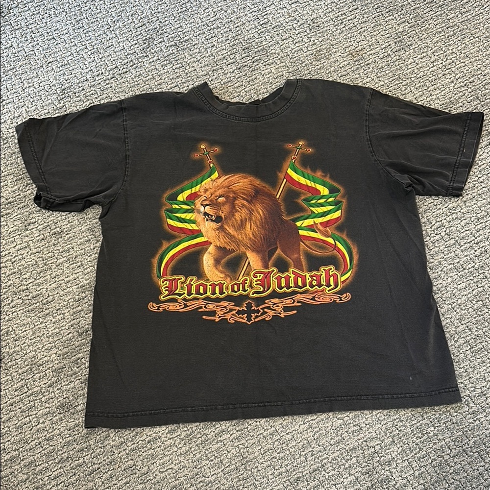 Lion of Judah Jamaica Rasta Reggae 2 Sided Graphic Shirt large Vintage Y2K